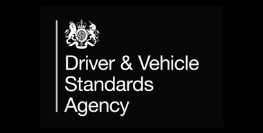 DVSA logo on black background: UK government crest to the left with the text 'Driver & Vehicle Standards Agency' to the right.